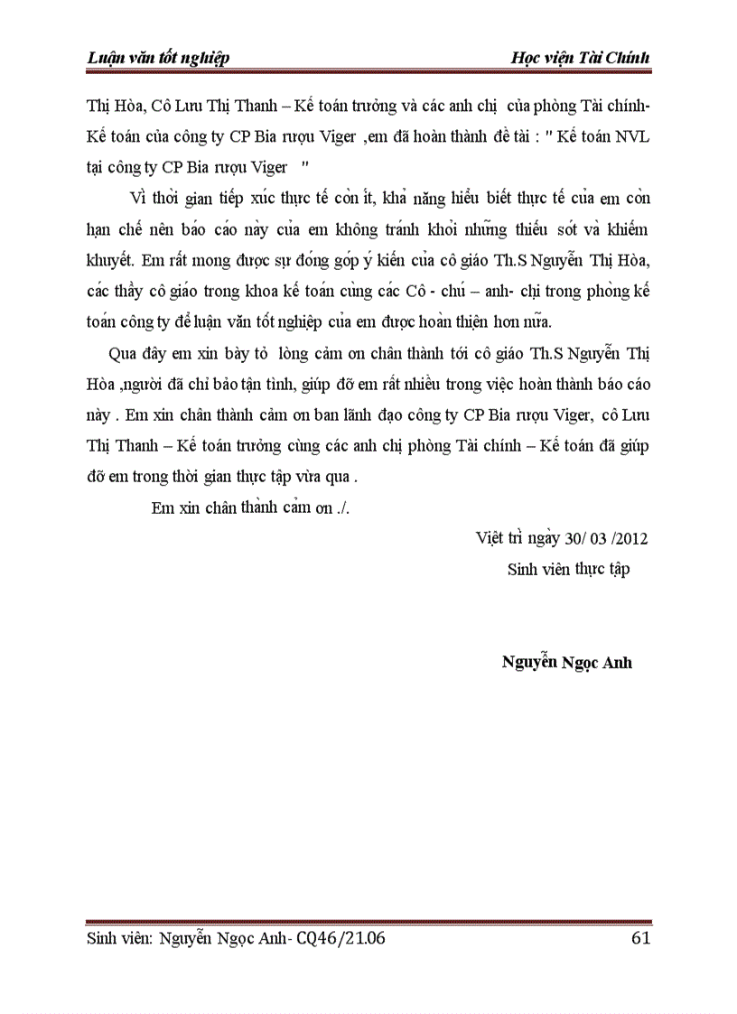 image for page Thực trạng kế toán nguyên vật liệu tại Công ty cổ phần Bia rượu Viger