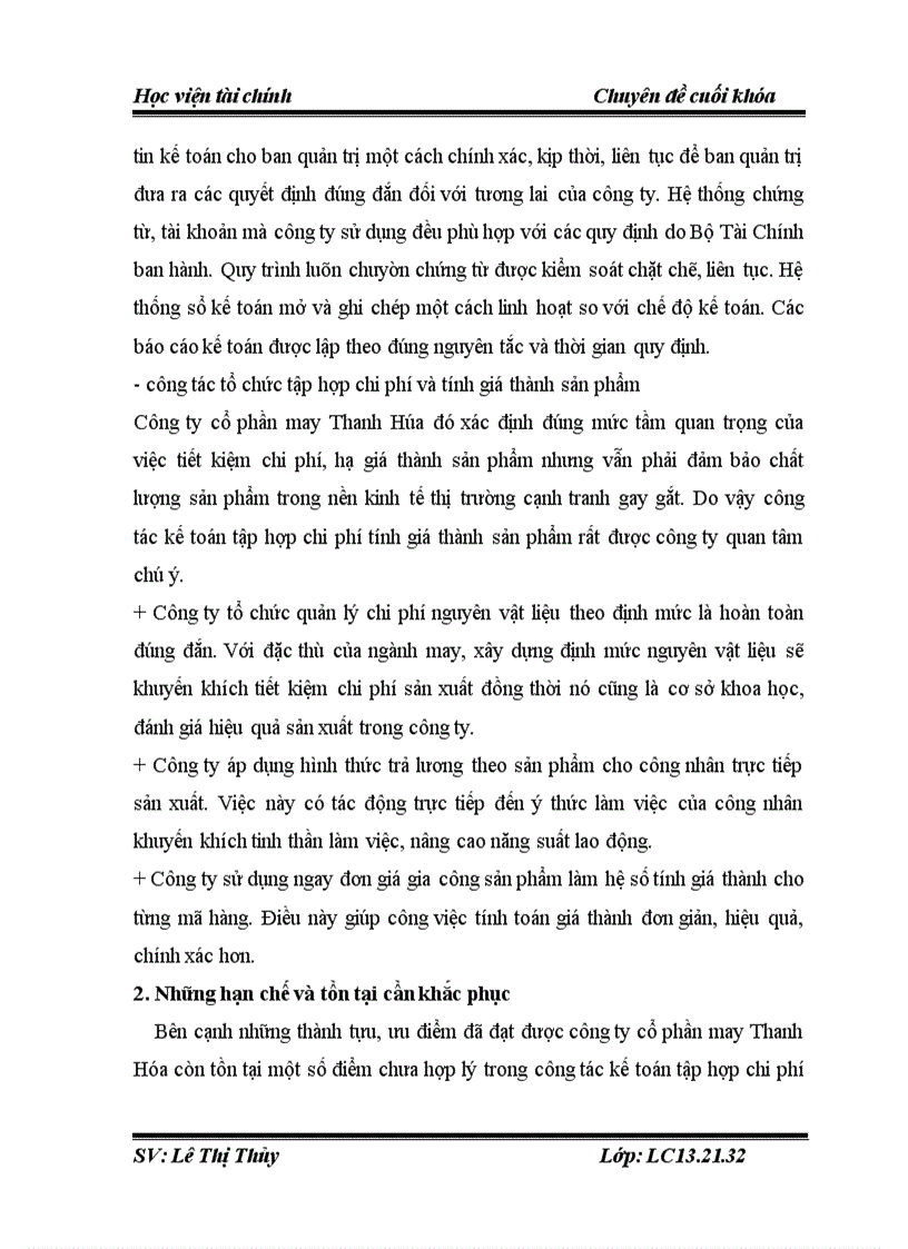 image for page Tổ chức công tác kế toán tập hợp chi phí sản xuất và tính giá thành sản phẩm tại công ty cổ phần may Thanh Hóa