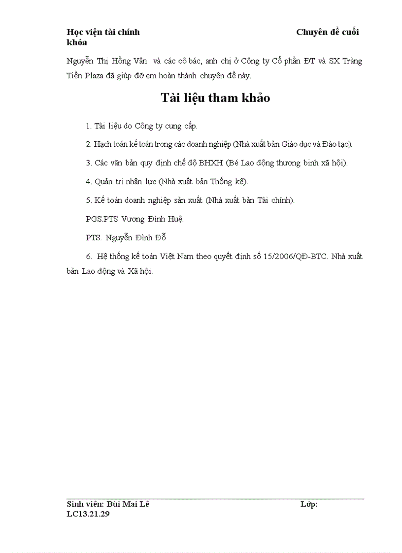 image for page Tổ chức công tác kế toán tiền lương và các khoản trích theo lương tại Công ty Cổ phần đầu tư và sản xuất Tràng Tiền Plaza 3