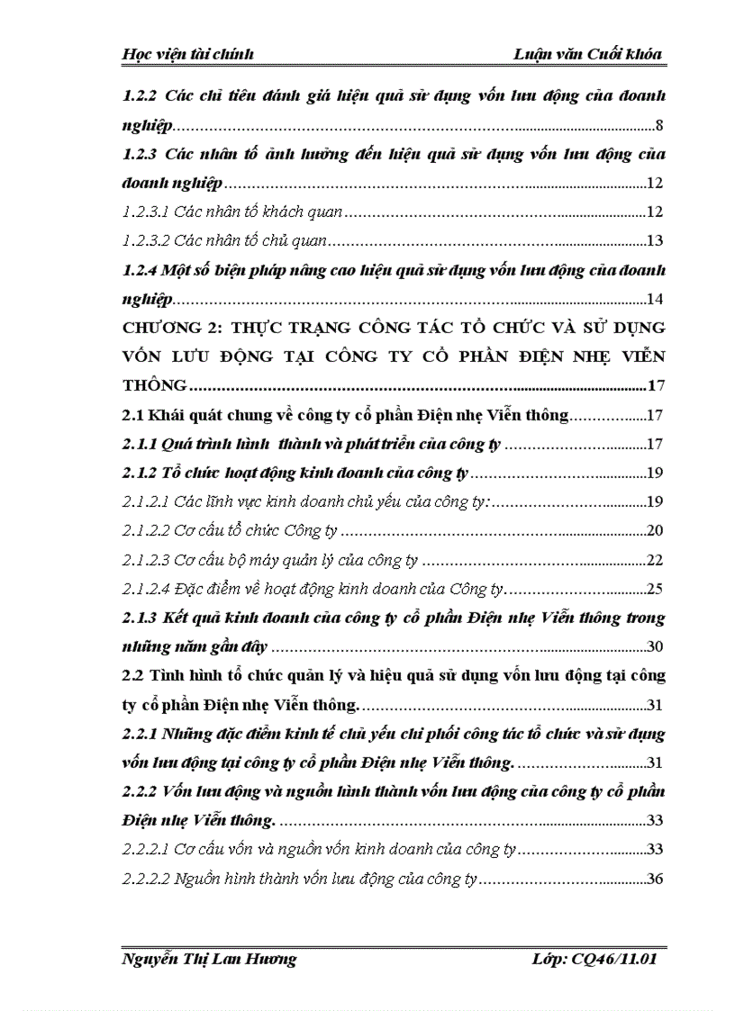 image for page Vốn lưu động và một số giải pháp nhằm nâng cao hiệu quả sử dụng vốn lưu động của công ty cổ phần Điện nhẹ Viễn thông