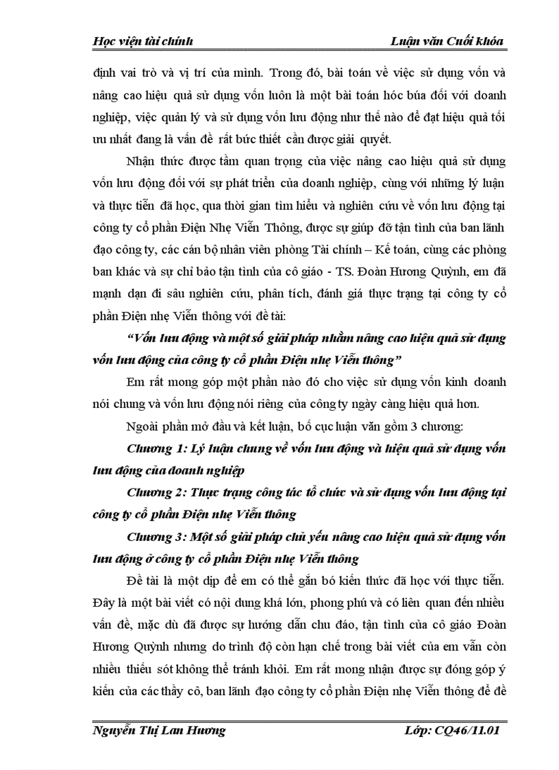 image for page Vốn lưu động và một số giải pháp nhằm nâng cao hiệu quả sử dụng vốn lưu động của công ty cổ phần Điện nhẹ Viễn thông