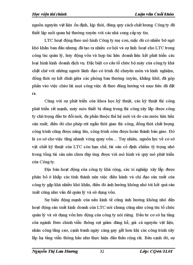 image for page Vốn lưu động và một số giải pháp nhằm nâng cao hiệu quả sử dụng vốn lưu động của công ty cổ phần Điện nhẹ Viễn thông