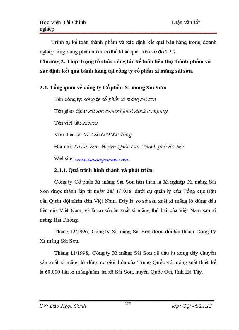 image for page Tổ chức kế toán tiêu thụ thành phẩm và xác định kết quả tiêu thụ thành phẩm tại Công ty Cổ phần Xi măng Sài Sơn 1
