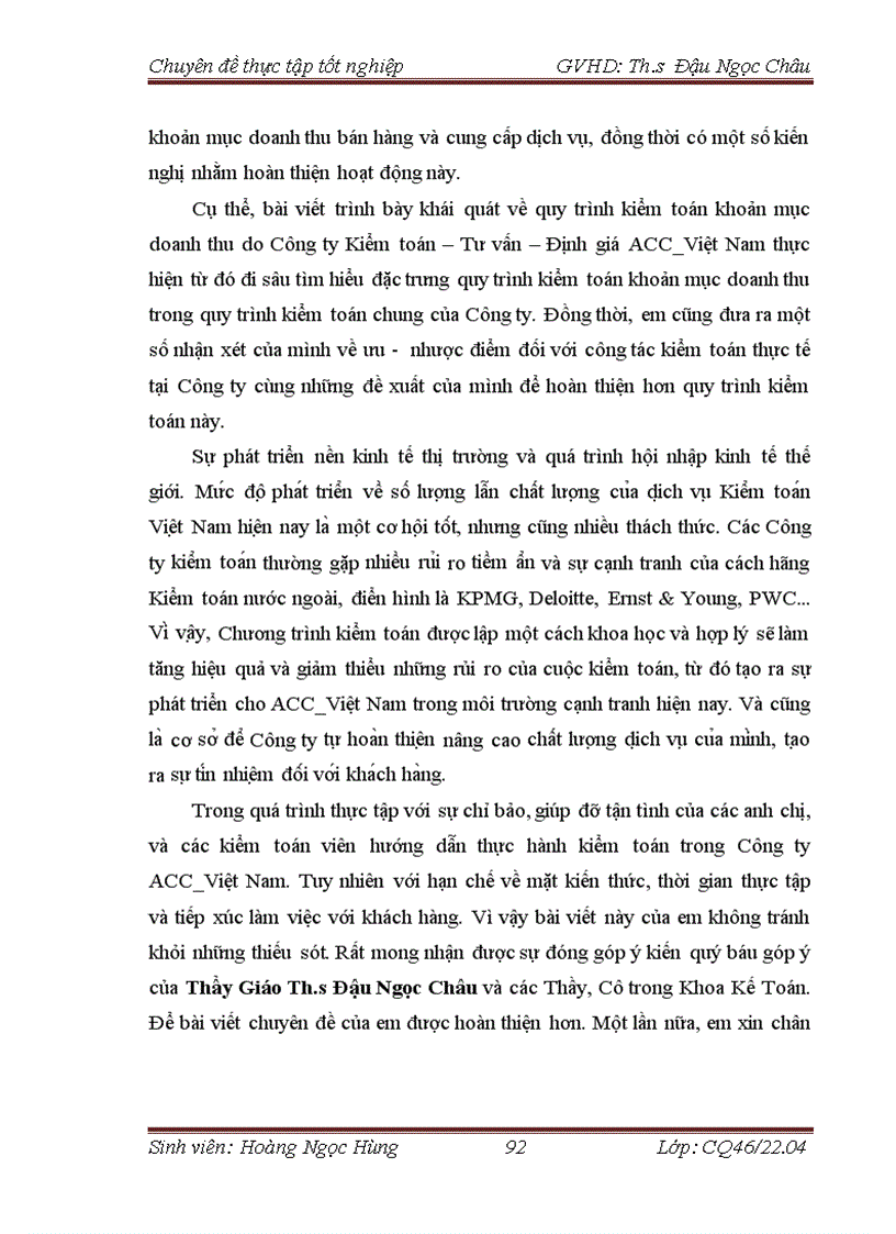 image for page Hoàn thiện quy trình kiểm toán khoản mục doanh thu trong kiểm toán Báo cáo tài chính do công ty TNHH Kiểm toán Tư vấn Định giá ACC VIỆT NAM thực hiện 3