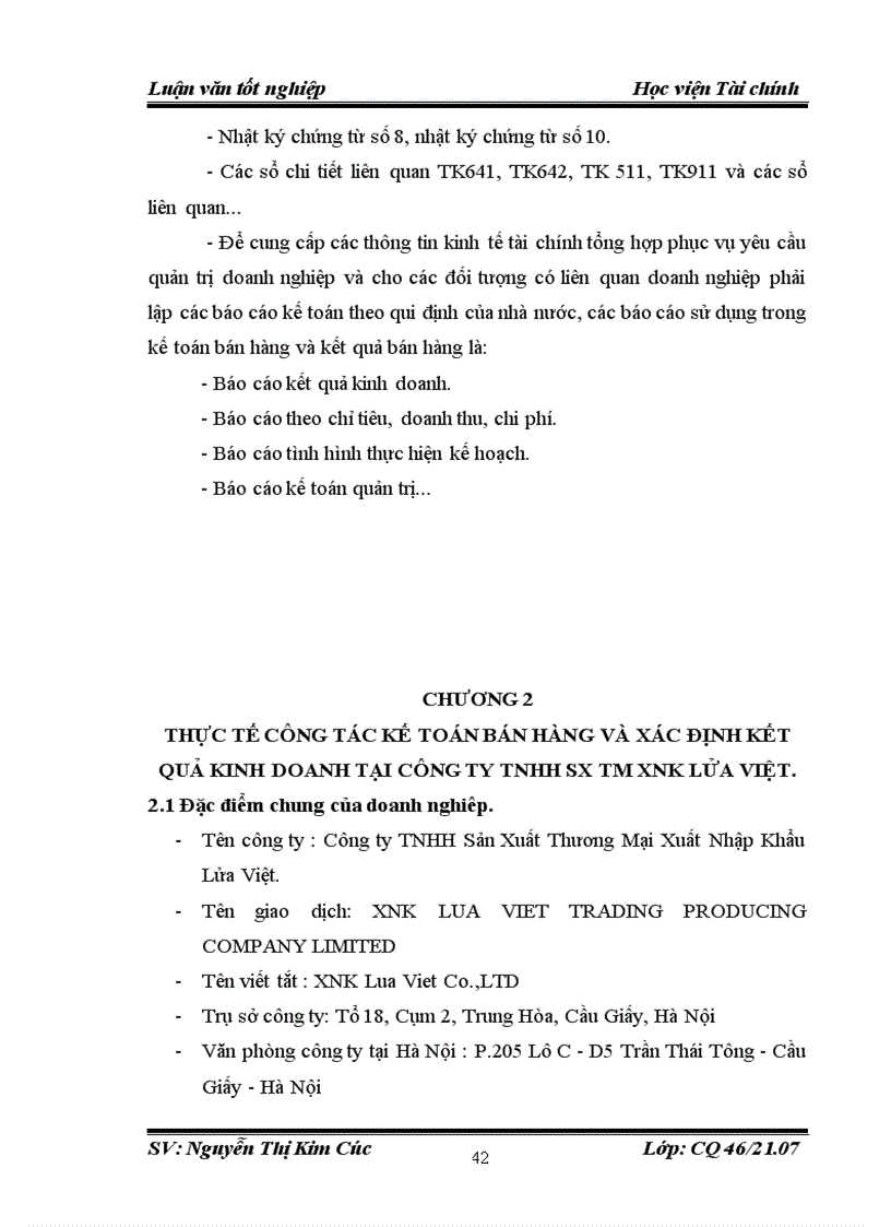 image for page Tổ chức công tác kế toán bán hàng và xác định kết quả kinh doanh tại Công ty TNHH SX TM XNK Lửa Việt 1