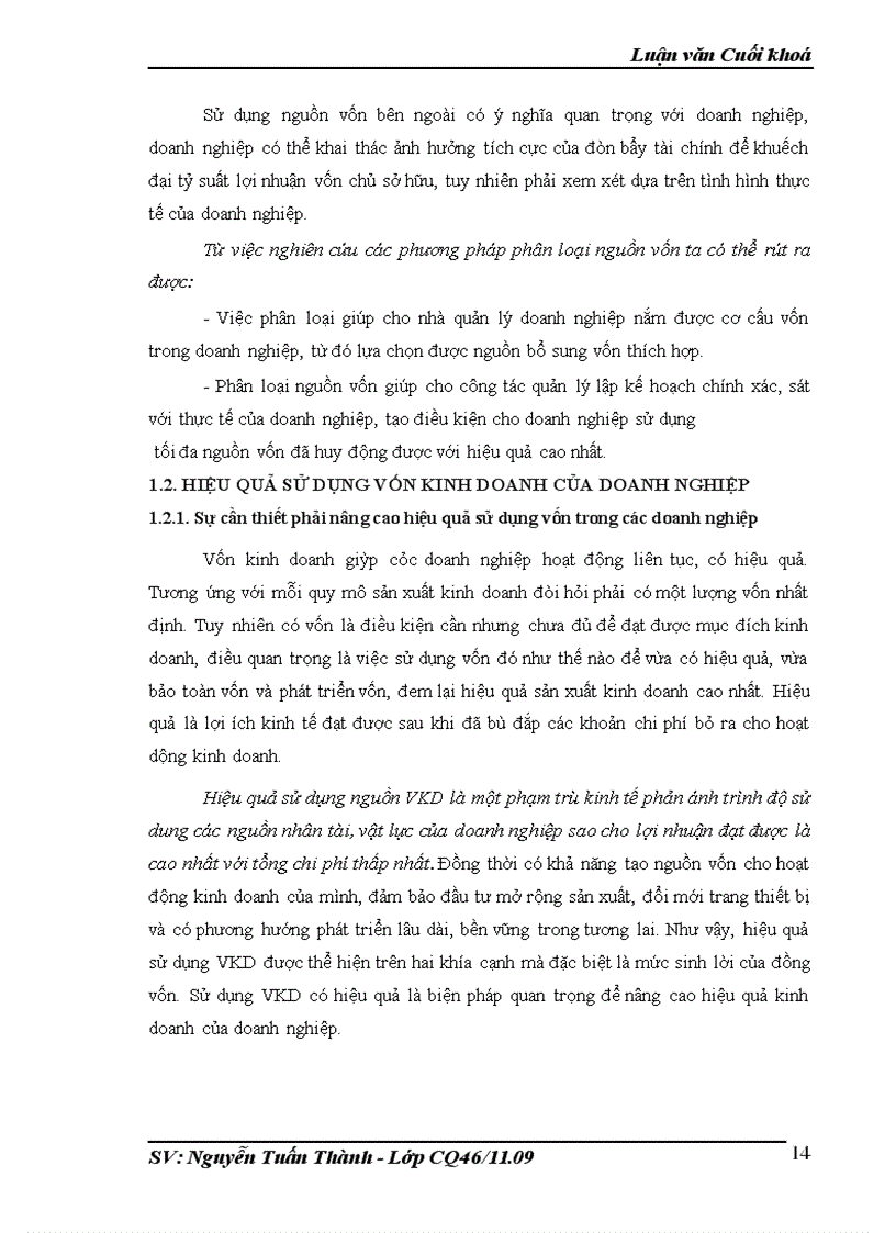 image for page Vốn kinh doanh và những biện pháp nâng cao hiệu quả sử dụng vốn kinh doanh ở Công ty TNHH thương mại và dịch vụ Dung Thọ