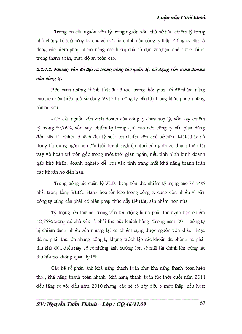 image for page Vốn kinh doanh và những biện pháp nâng cao hiệu quả sử dụng vốn kinh doanh ở Công ty TNHH thương mại và dịch vụ Dung Thọ