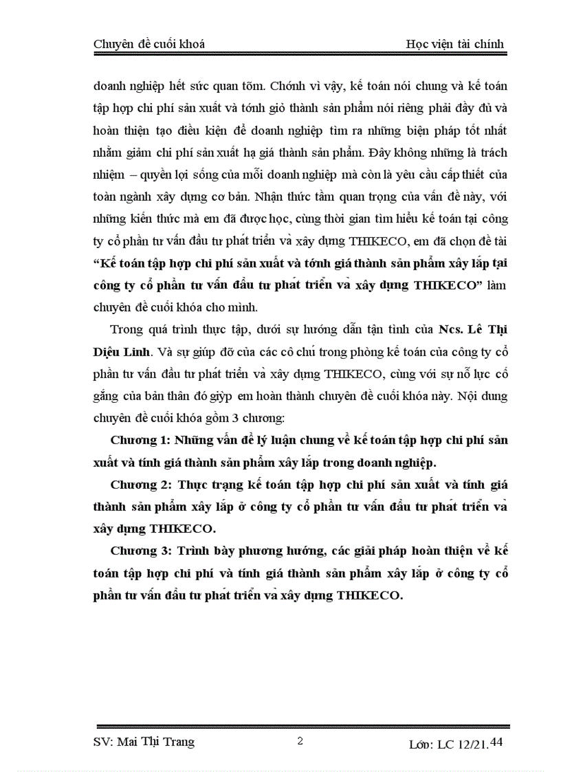 image for page Kế toán tập hợp chi phí sản xuất và tính giá thành sản phẩm xây lắp tại công ty cổ phần tư vấn đầu tư phát triển và xây dựng THIKECO 5