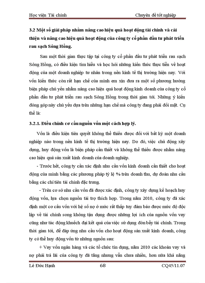 image for page Đánh giá thực trạng tài chính và một số giải pháp tài chính nhằm nâng cao hiệu quả hoạt động sản xuất kinh doanh tại Công ty cổ phần đầu tư phát triển rau sạch Sông Hồng