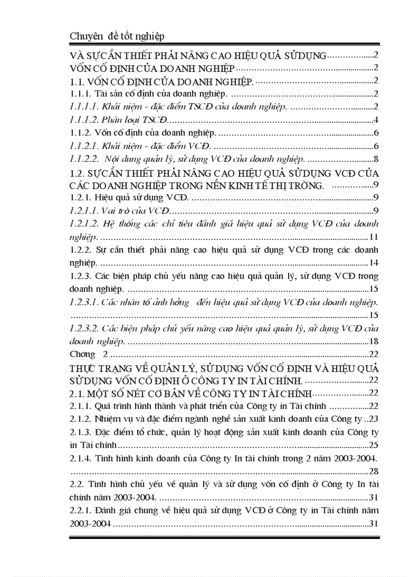 image for page Vốn cố định và các giải pháp tài chính nâng cao hiệu quả sử dụng vốn cố định ở Công ty In Tài chính 1