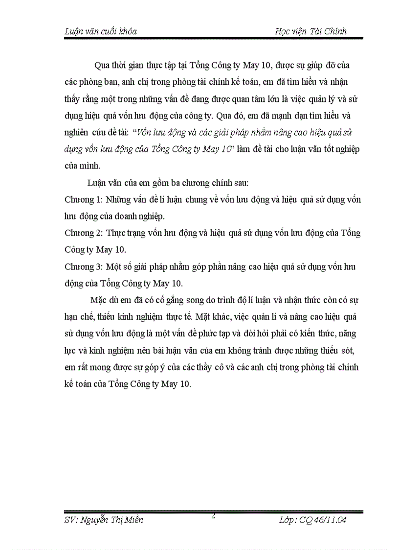 image for page Vốn lưu động và các giải pháp nhằm nâng cao hiệu quả sử dụng vốn lưu động của Tổng Công ty May 10 3