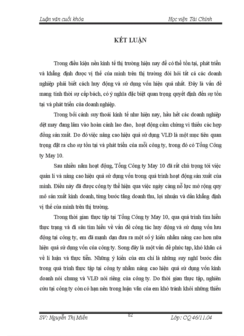 image for page Vốn lưu động và các giải pháp nhằm nâng cao hiệu quả sử dụng vốn lưu động của Tổng Công ty May 10 3