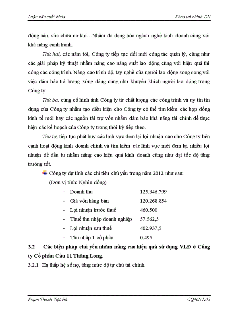image for page Thực trạng sử dụng vlđ và hiệu quả sử dụng vlđ tại công ty cổ phần cầu 11 THĂNG LONG