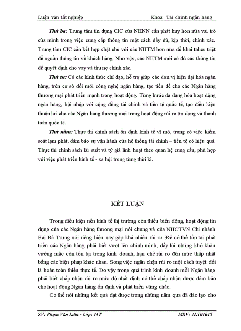 image for page Một số giải pháp phòng ngừa và hạn chế rủi ro tín dụng tại ngân hàng TMCPCông Thương Việt Nam Chi Nhánh Hai Bà Trưng Hà Nội 1