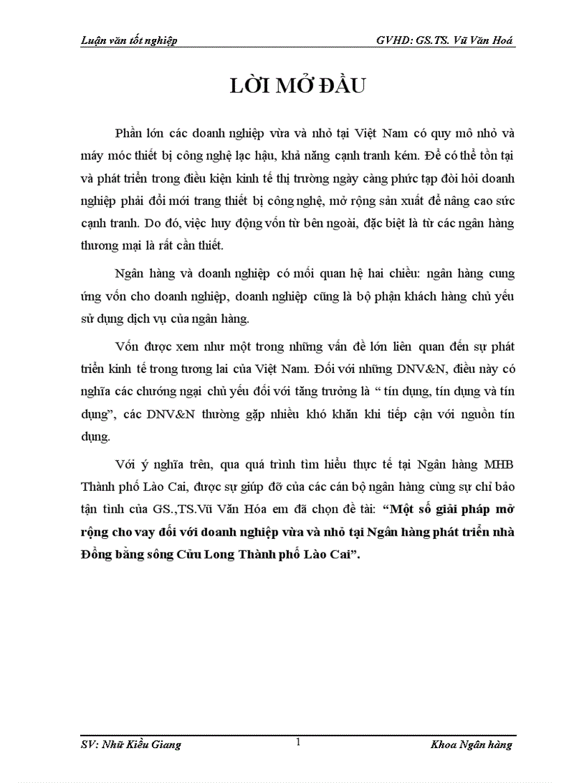 image for page Một số giải pháp mở rộng cho vay đối với doanh nghiệp vừa và nhỏ tại Ngân hàng phát triển nhà Đồng bằng sông Cửu Long Thành phố Lào Cai 1