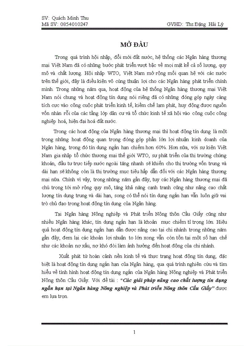 image for page Các giải pháp nâng cao chất lượng tín dụng ngắn hạn tại Ngân hàng Nông nghiệp và Phát triển Nông thôn Cầu Giấy 1