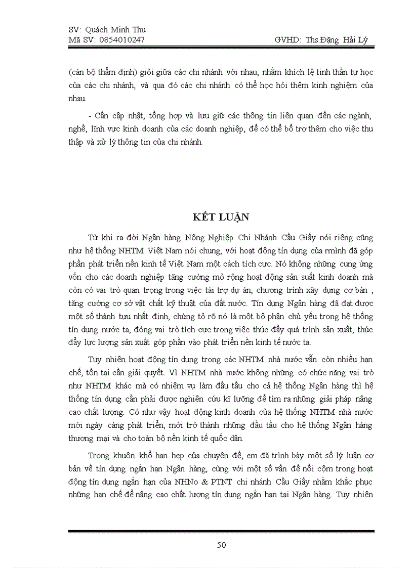 image for page Các giải pháp nâng cao chất lượng tín dụng ngắn hạn tại Ngân hàng Nông nghiệp và Phát triển Nông thôn Cầu Giấy 1