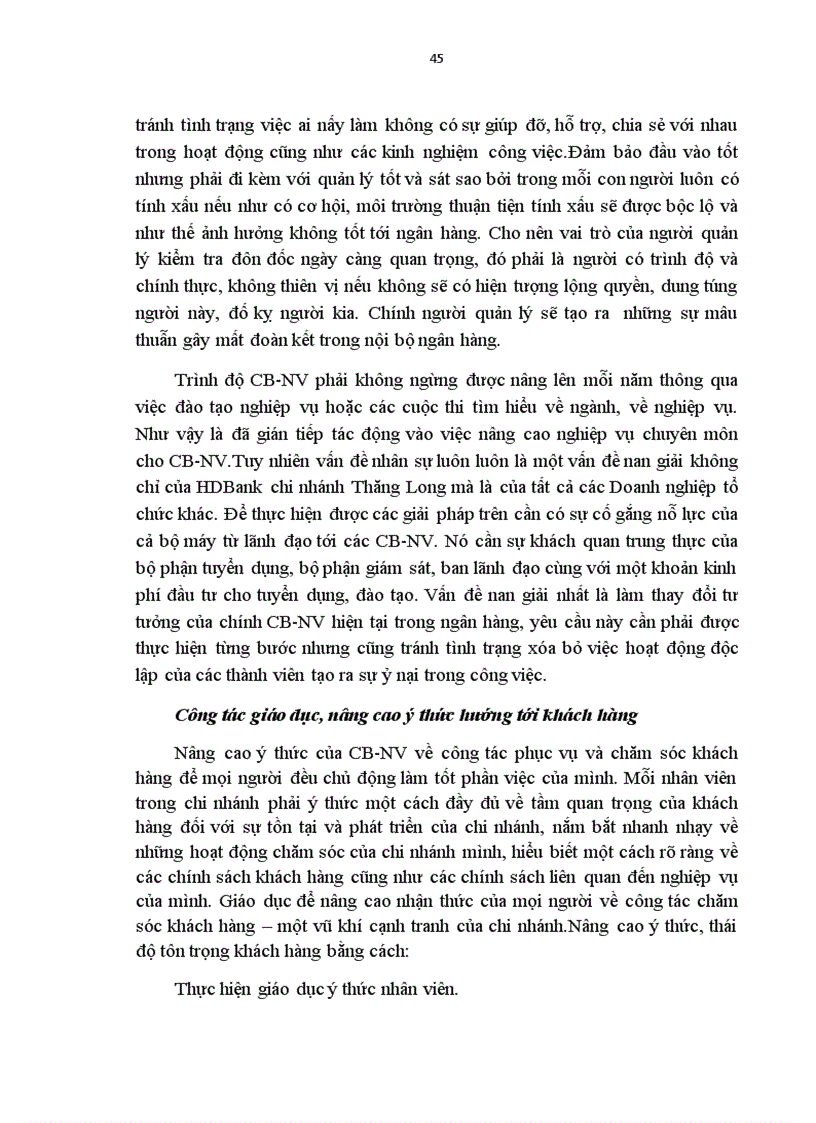 image for page Nâng cao chất lượng dịch vụ phục vụ khách hàng tại HDBank chi nhánh Thăng Long 1