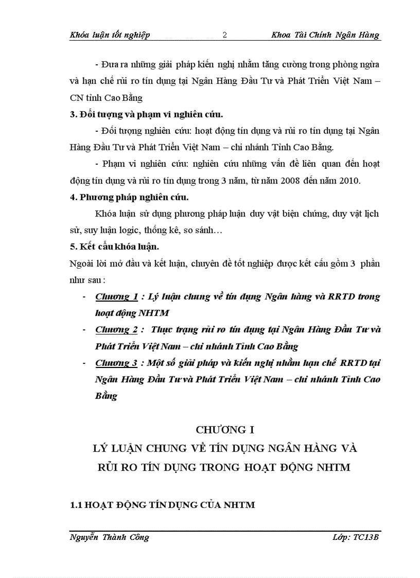 image for page Giải pháp phòng ngừa hạn chế rủi ro tín dụng trong tại Ngân Hàng Đầu Tư và Phát Triển Việt Nam chi nhánh Tỉnh Cao Bằng 1