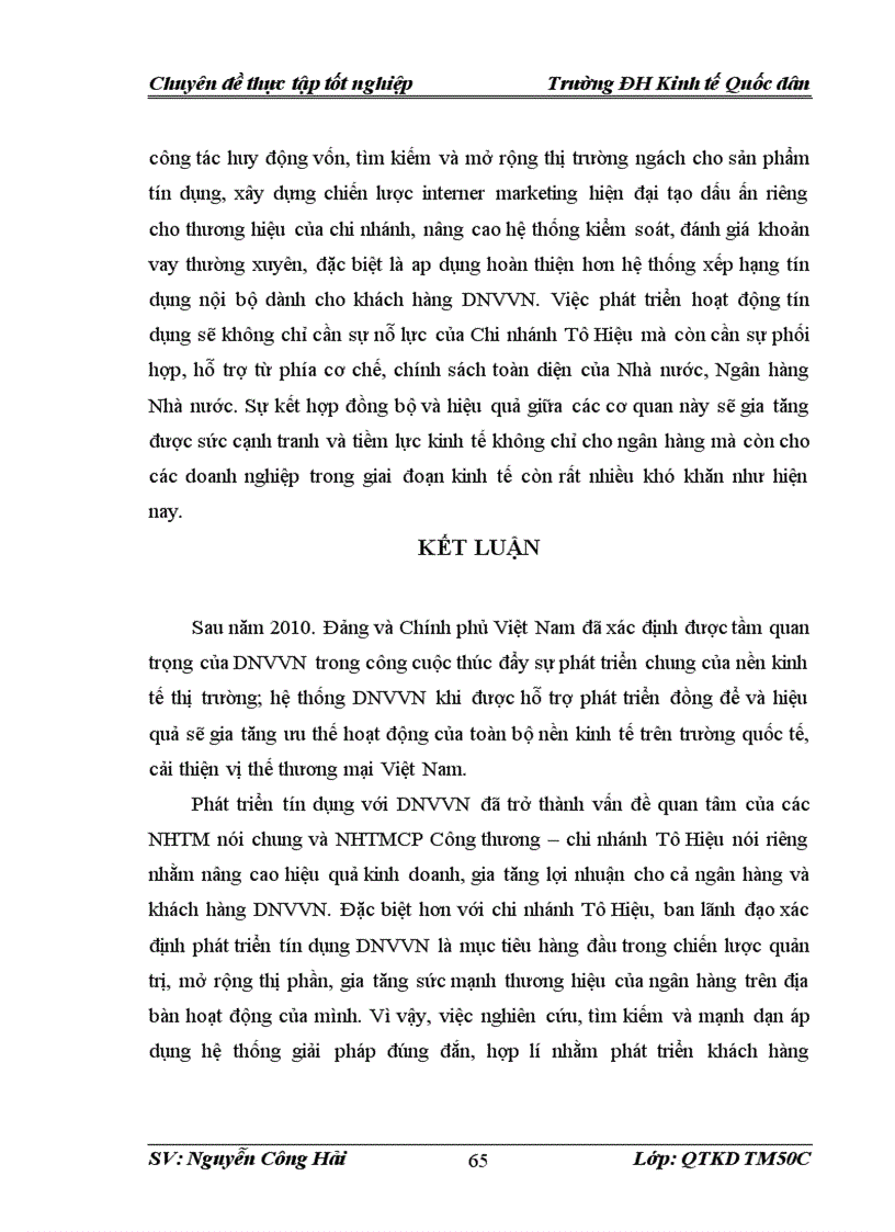 image for page Giải pháp mở rộng và phát triển tín dụng với doanh nghiệp vừa và nhỏ tại NHTMCP Công thương Việt Nam chi nhánh Tô Hiệu