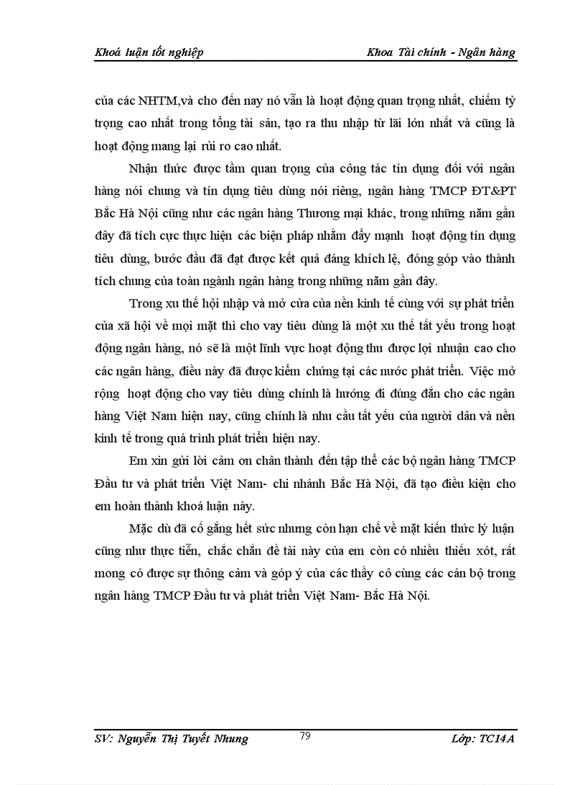 image for page Giải pháp mở rộng cho vay tiêu dùng tai Ngân hàng TMCP Đầu tư và phát triển Việt Nam chi nhánh Bắc Hà Nội