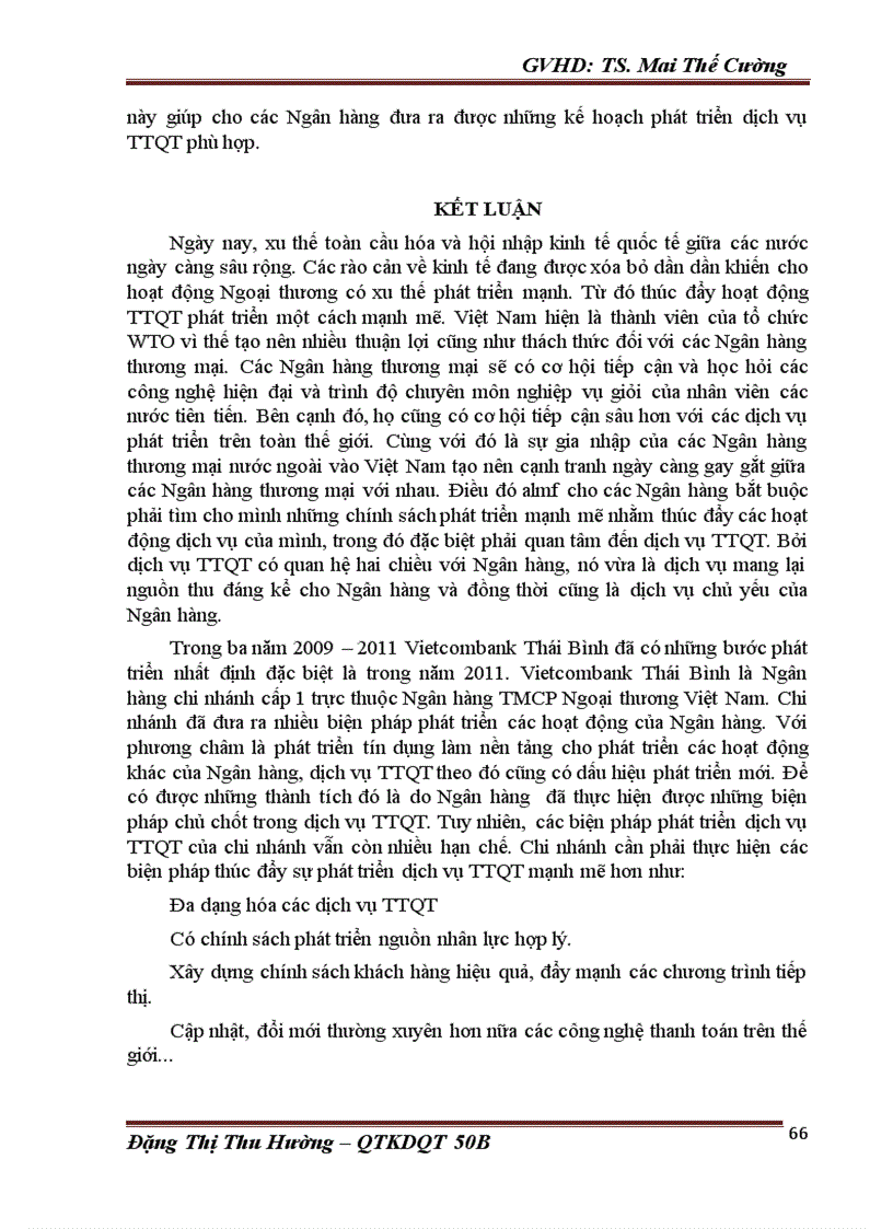 image for page Phát triển dịch vụ TTQT tại Ngân hàng thương mại cổ phần Ngoại thương Việt Nam Vietcombank chi nhánh Thái Bình