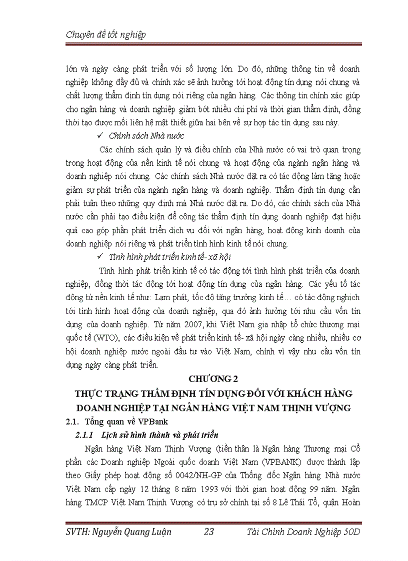 image for page Nâng cao chất lượng thẩm định tín dụng đối với khách hàng doanh nghiệp tại ngân hàng thương mại cổ phần Việt Nam Thịnh Vượng VPBank