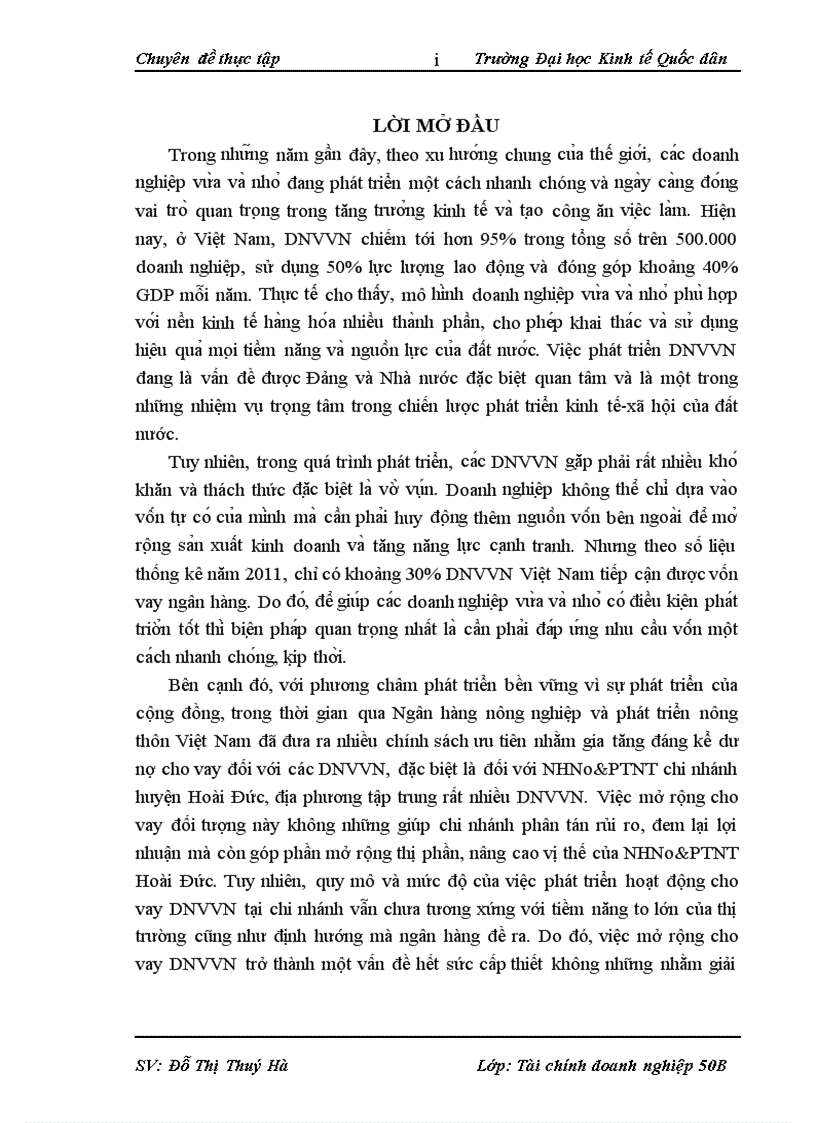 image for page Mở rộng cho vay doanh nghiệp vừa và nhỏ tại ngân hàng nông nghiệp và phát triển nông thôn chi nhánh Hoài Đức 1