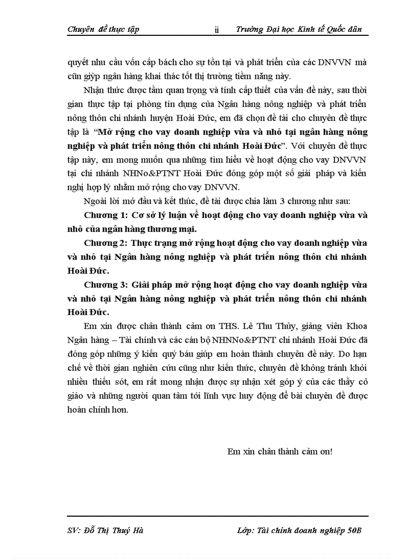 image for page Mở rộng cho vay doanh nghiệp vừa và nhỏ tại ngân hàng nông nghiệp và phát triển nông thôn chi nhánh Hoài Đức 1