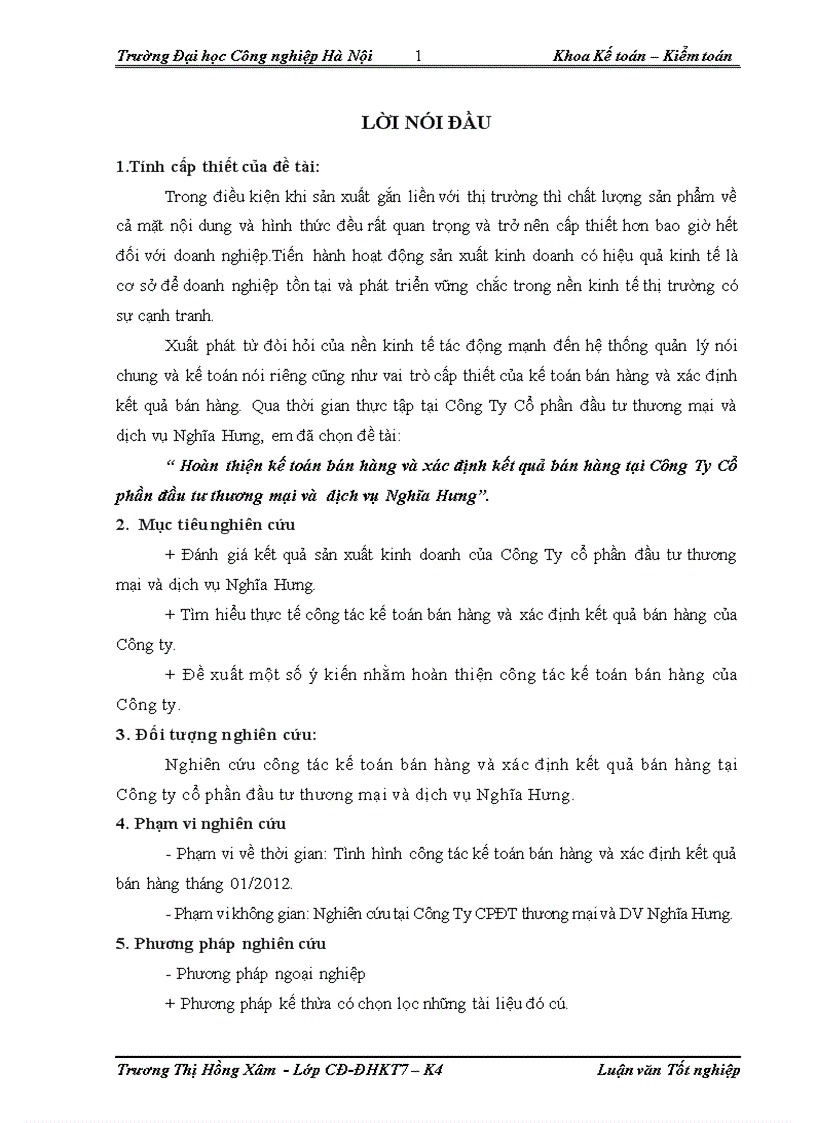 image for page Hoàn thiện kế toán bán hàng và xác định kết quả bán hàng tại Công Ty Cổ phần đầu tư thương mại và dịch vụ Nghĩa Hưng