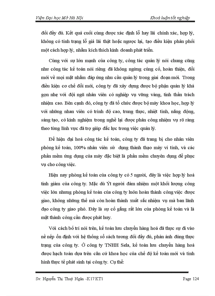 image for page Hoàn thiện kế toán lưu chuyển hàng hoá và xác định kết quả tiêu thụ hàng hoá tại công ty TNHH Sela