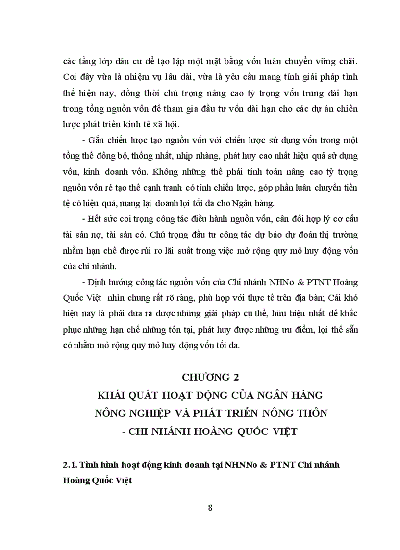 image for page Thực trạng huy động vốn tại NHNNo PTNT Chi nhánh Hoàng Quốc Việt