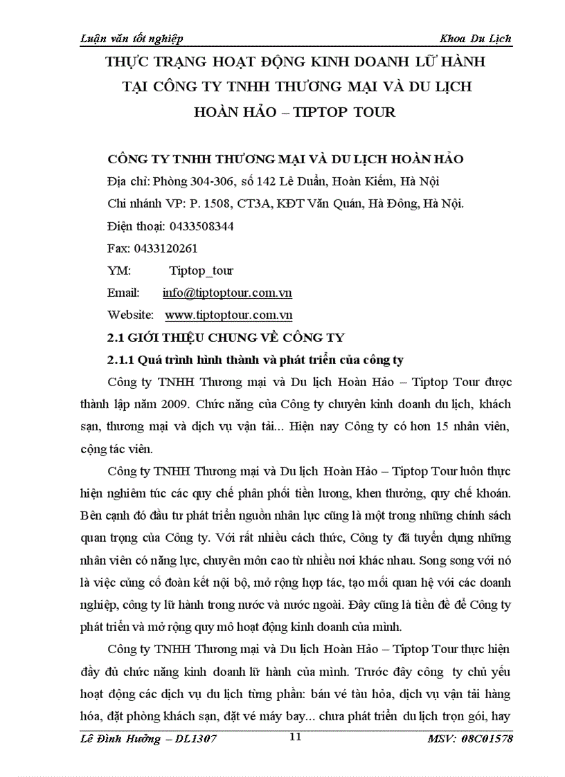 image for page Thực trạng và giải pháp phát triển hoạt động kinh doanh lữ hành tại Công ty TNHH Thương mại và Du lịch Hoàn Hảo Tiptop Tour 3