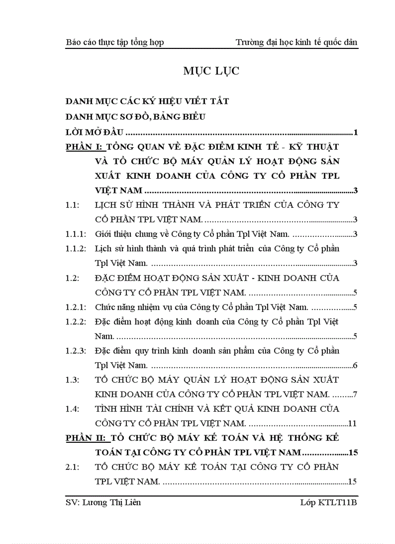 image for page Báo cáo thực tập tổng hợp kế toán tại Công ty Cổ phần Tpl Việt Nam