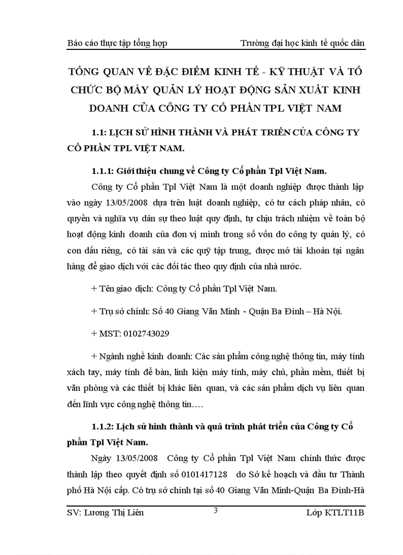 image for page Báo cáo thực tập tổng hợp kế toán tại Công ty Cổ phần Tpl Việt Nam