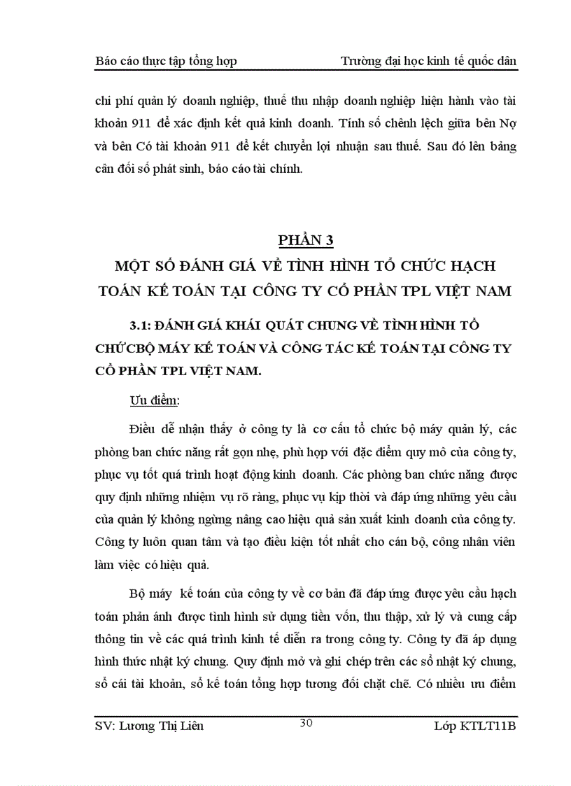 image for page Báo cáo thực tập tổng hợp kế toán tại Công ty Cổ phần Tpl Việt Nam
