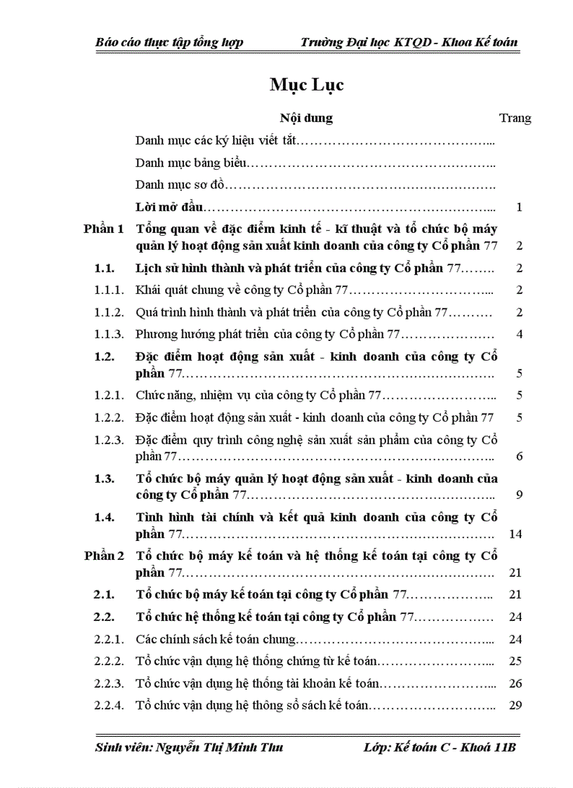 image for page Báo cáo tổng hợp Tổ chức bộ máy kế toán và hệ thống kế toán tại công ty Cổ phần 77