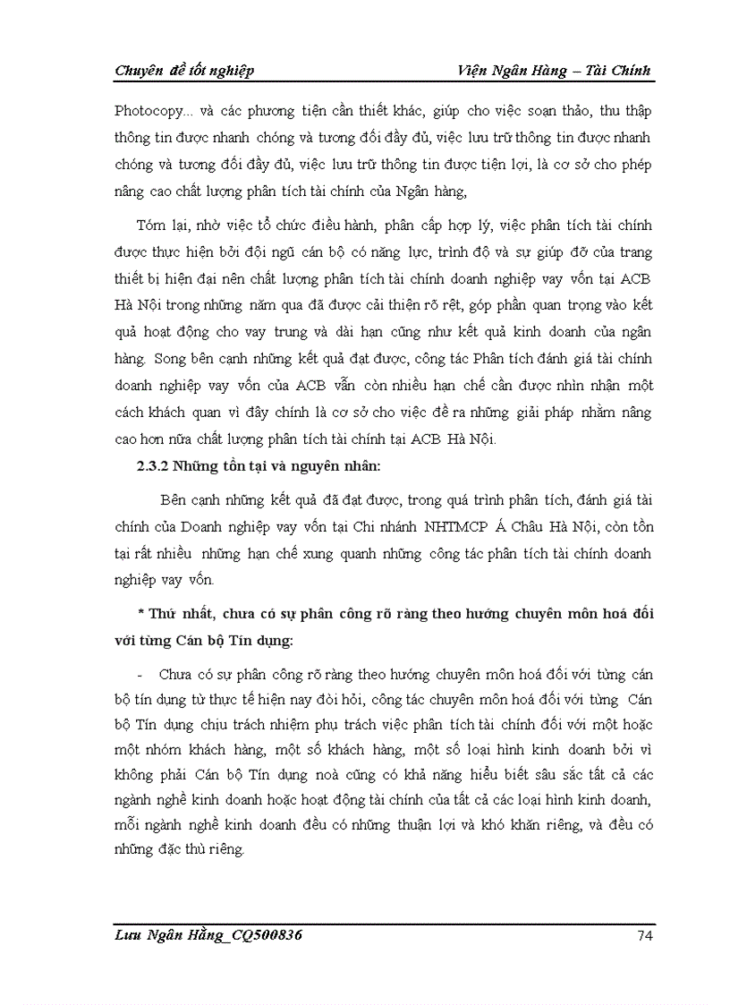 image for page Giải pháp nâng cao chất lượng phân tích tài chính đối với doanh nghiệp vay vốn tại Chi nhánh Ngân hàng TMCP Á Châu Hà Nội