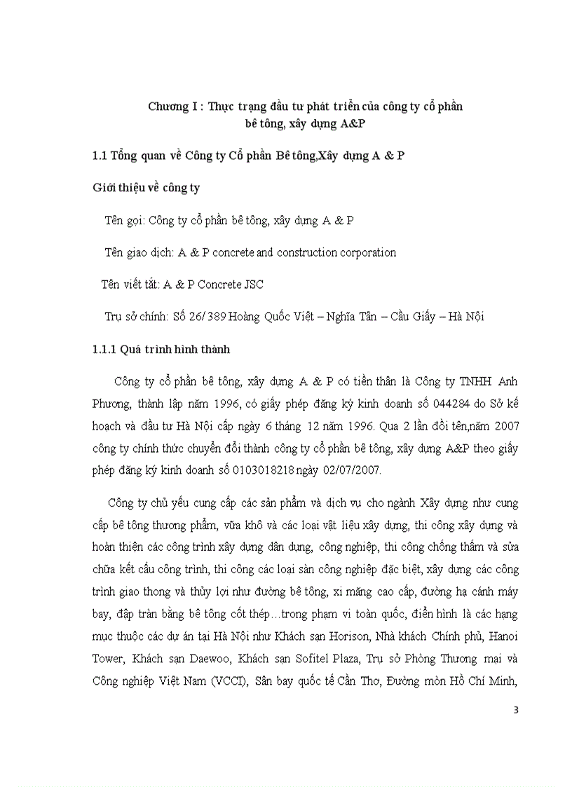 image for page Thực trạng đầu tư phát triển của công ty cổ phần bê tông xây dựng A P