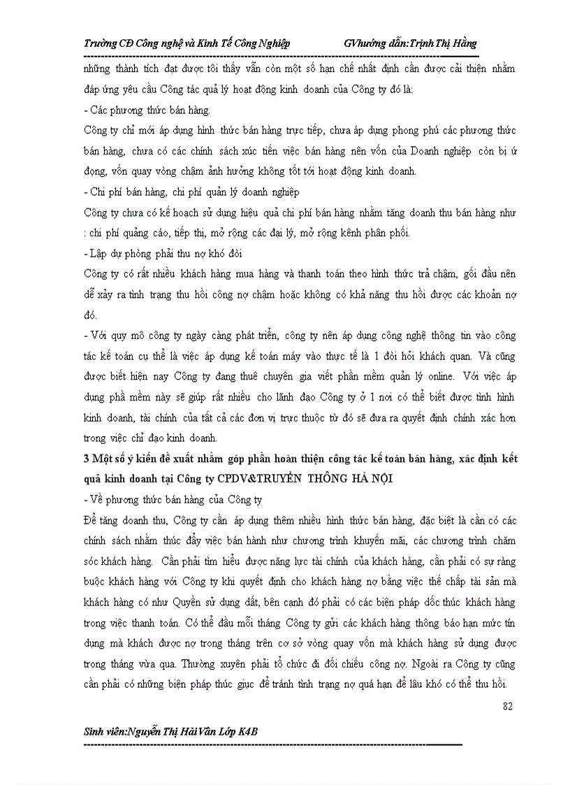 image for page Tổ chức kế toán bán hàng và xác định kết quả kinh doanh tại Công ty cổ phần dịch vụ và truyền thông hà nội 1