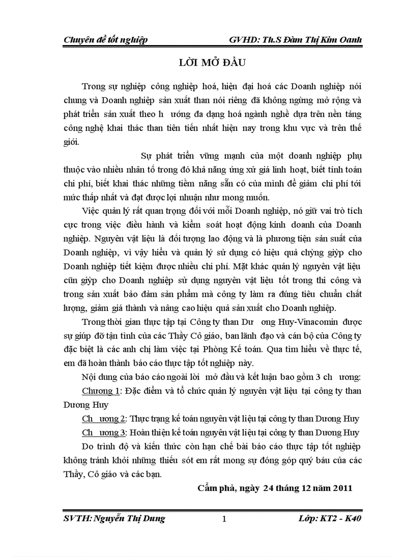 image for page Thực trạng kế toán nguyên vật liệu tại công ty than Dương Huy