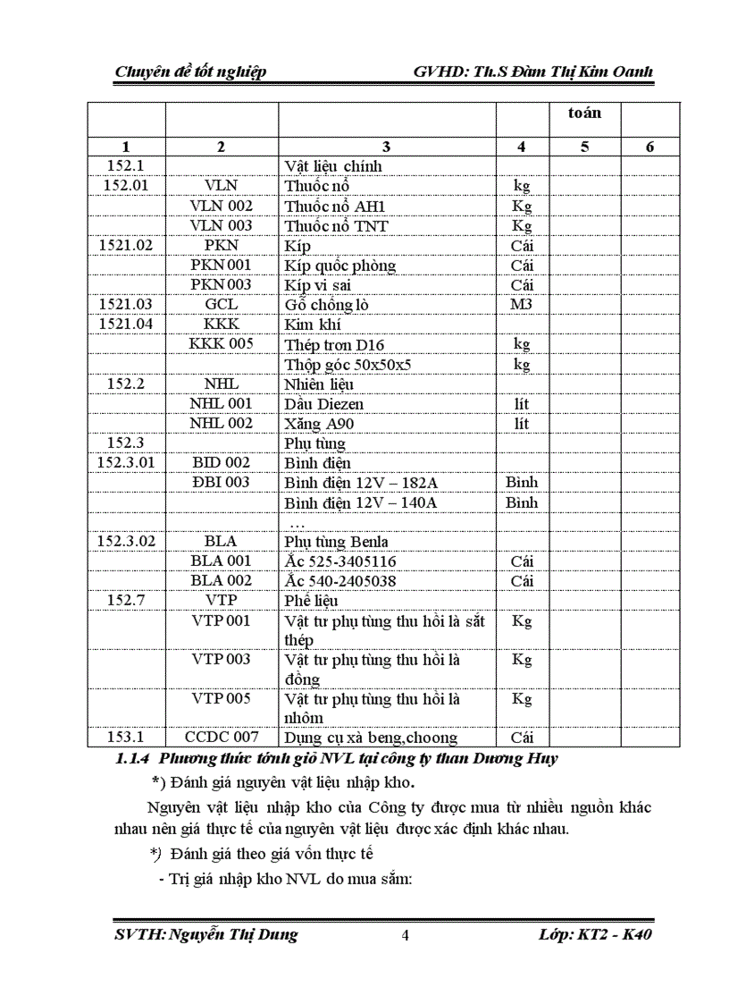 image for page Thực trạng kế toán nguyên vật liệu tại công ty than Dương Huy