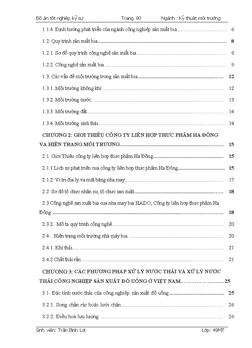 image for page Nghiên cứu thiết kế trạm xử lý nước thải cho nhà máy sản xuất bia Hado