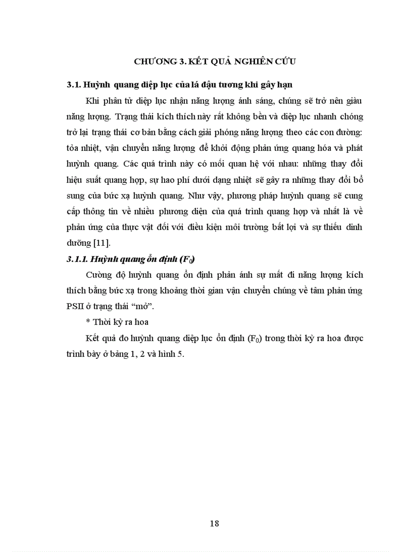 image for page Nghiên cứu sự biến đổi huỳnh quang diệp lục và hàm lượng diệp lục của một số giống đậu tương trong pha hạn và pha phục hồi trên đất bạc màu