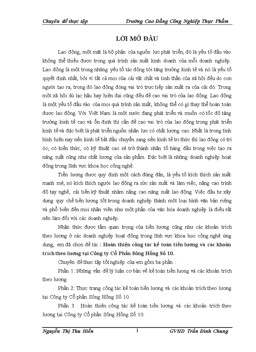 image for page Hoàn thiện công tác kế toán tiền lương và các khoản trích theo lương tại Công ty Cổ Phần Sông Hồng Số 10