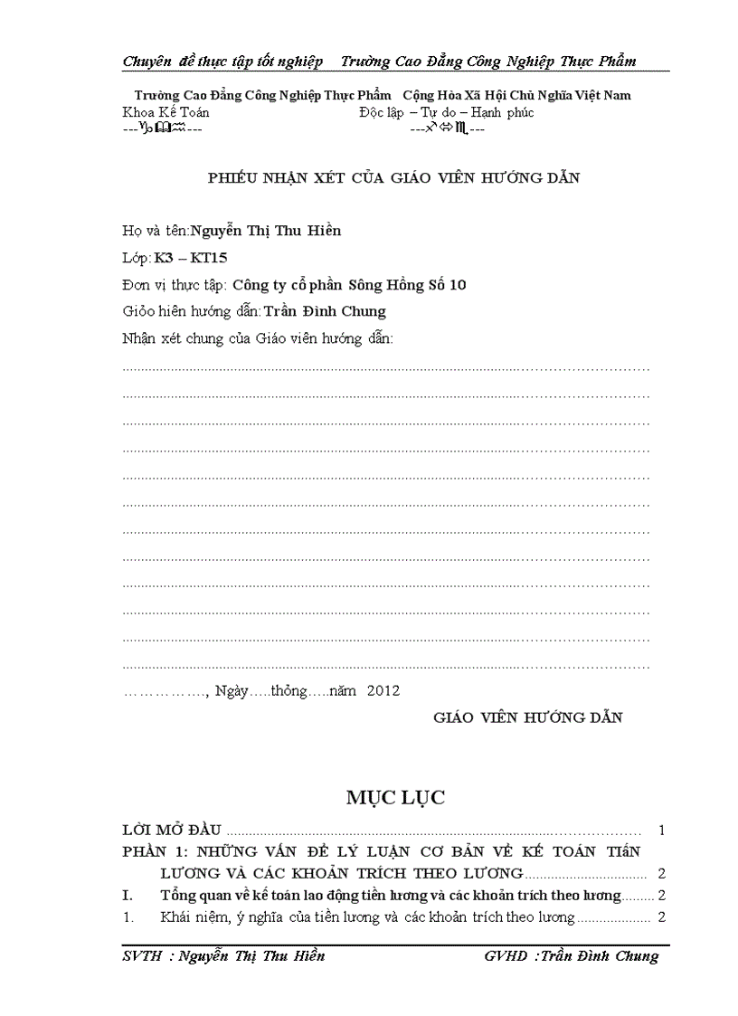 image for page Hoàn thiện công tác kế toán tiền lương và các khoản trích theo lương tại Công ty Cổ Phần Sông Hồng Số 10