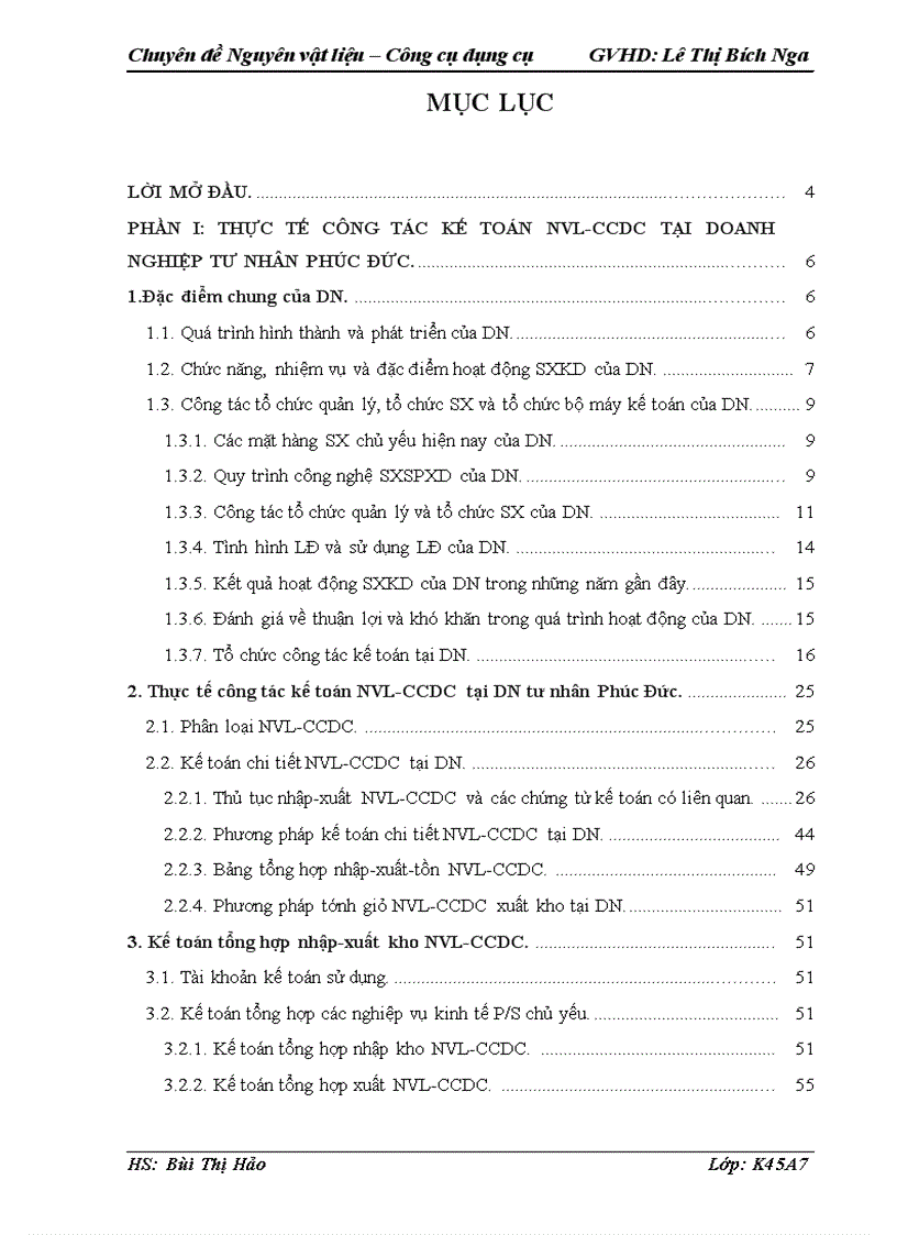 image for page Kế toán nguyên vật liệu công cụ dụng cụ tại DN Tư nhân Phúc Đức