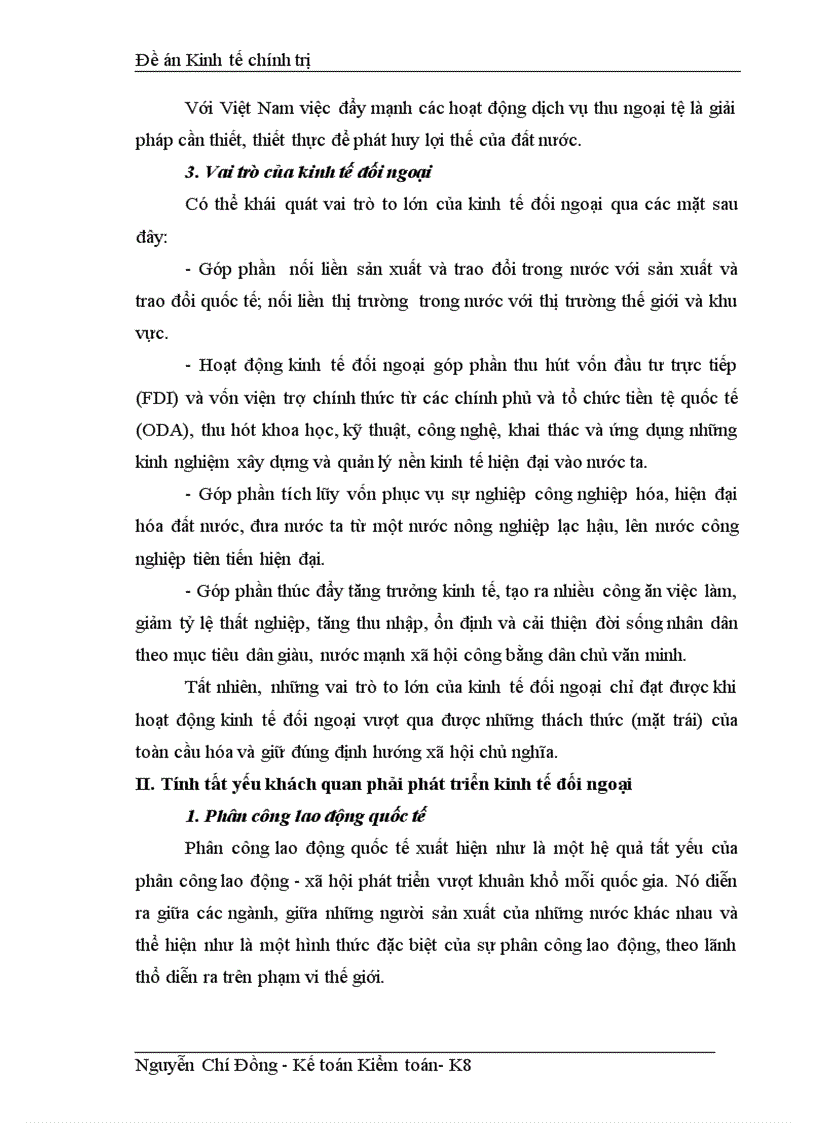 Giải pháp nâng cao hiệu quả kinh tế xã hội của kinh tế đối ngoại ở nước ta hiện nay