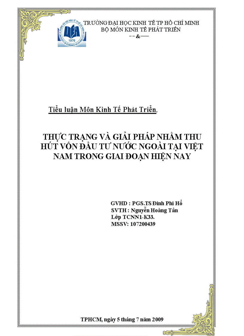 Thực trạng và giải pháp nhằm thu hút vốn đầu tư nước ngoài tại việt nam trong giai đoạn hiện nay