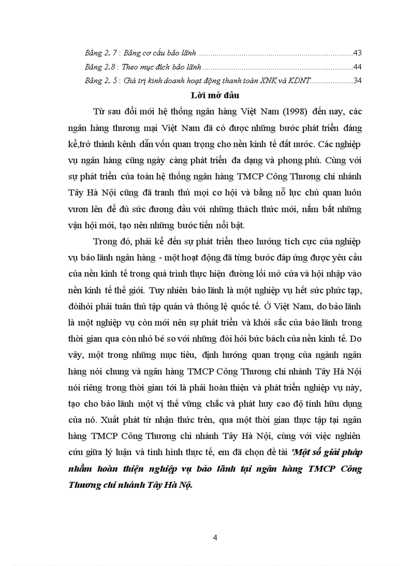 image for page Thực trạng hoạt động bảo lãnh tại ngân hàng tmcp công thương chi nhánh tây hà nội